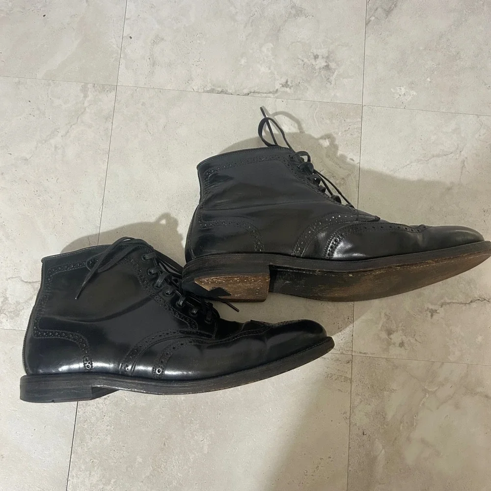 Alden x J Crew Wingtip Boots Black Leather Mens 11 B/D 44695 Made in USA